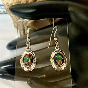Vintage Silver Rainbow Flake Hook Earrings